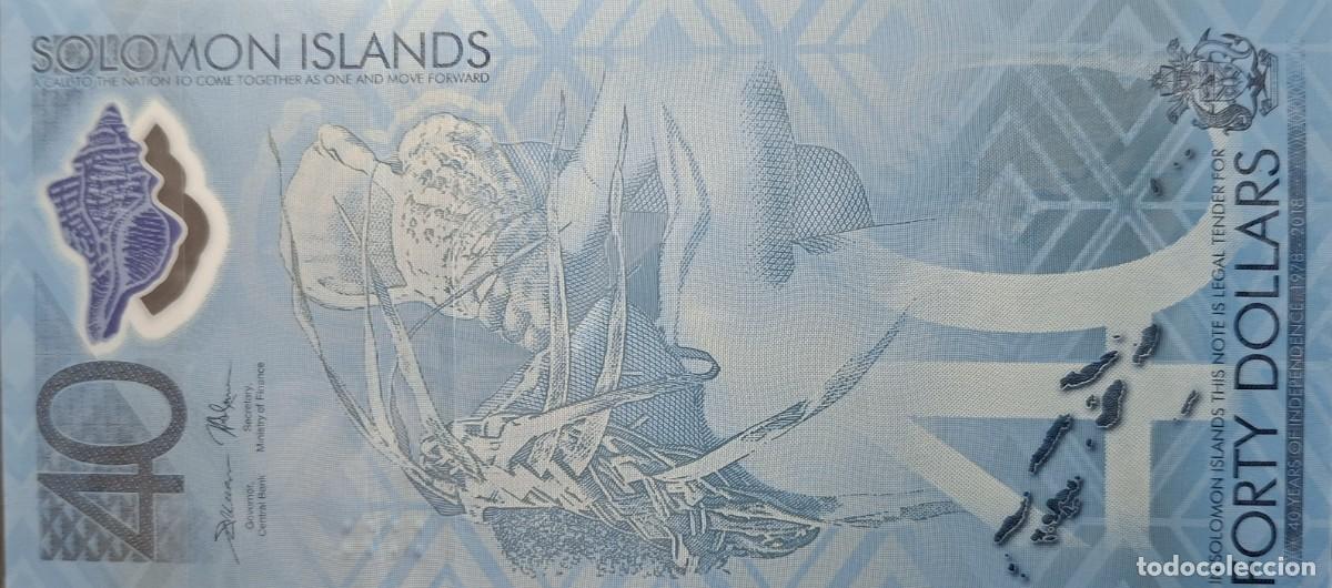 Billetes extranjeros: ISLAS SALOM&Oacute;N 40$ A&Ntilde;O 2018 PICK 37a UNC - Foto 2