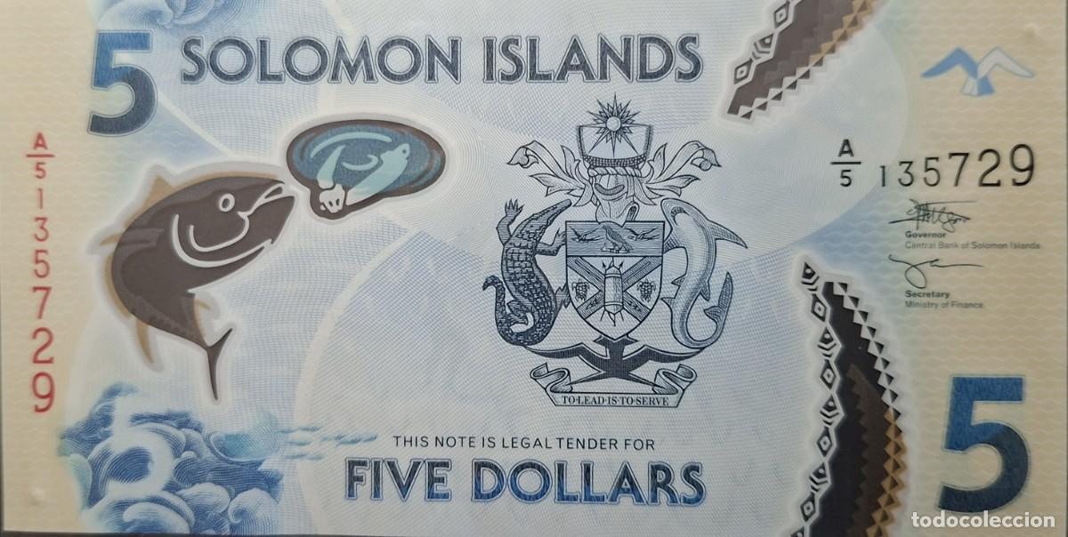 Billetes extranjeros: ISLAS SALOM&Oacute;N 5$ A&Ntilde;O 2019 PICK 38b UNC - Foto 1