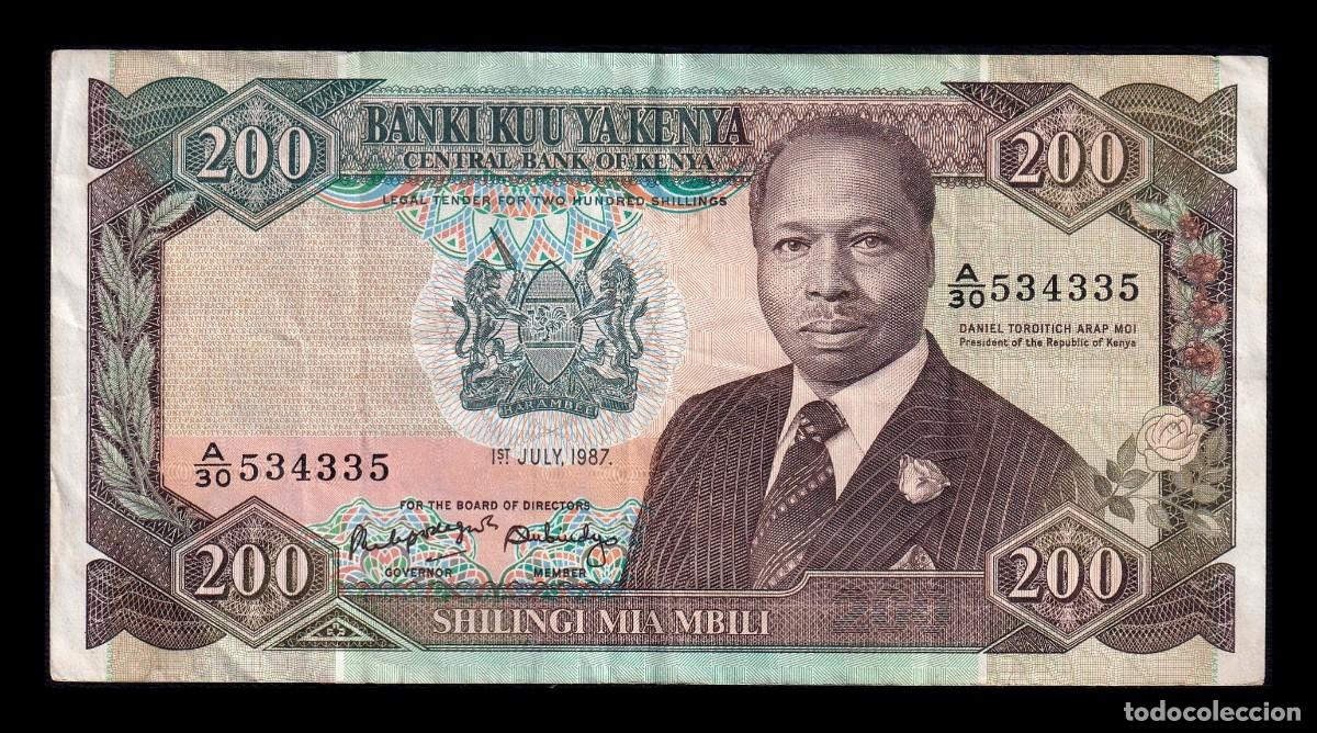 Billetes extranjeros: Kenia 200 Shillings Daniel Toroitich 1987 Pick 23Ab Mbc Vf
