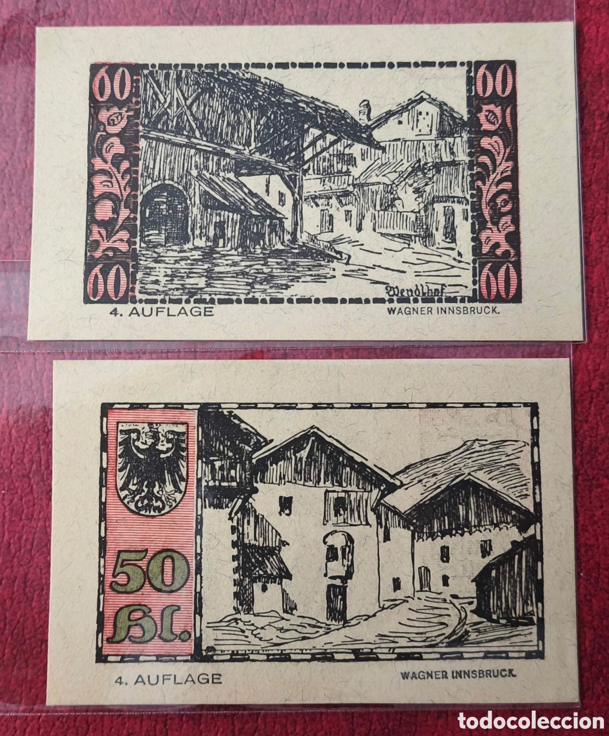 Billetes extranjeros: Austria. 1921. Notgelds. 50 y 60 heller - Foto 2