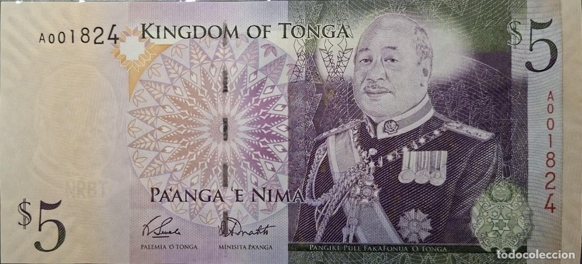 Billetes extranjeros: TONGA 5 Pa'anga A&Ntilde;O 2009 PICK 39a UNC