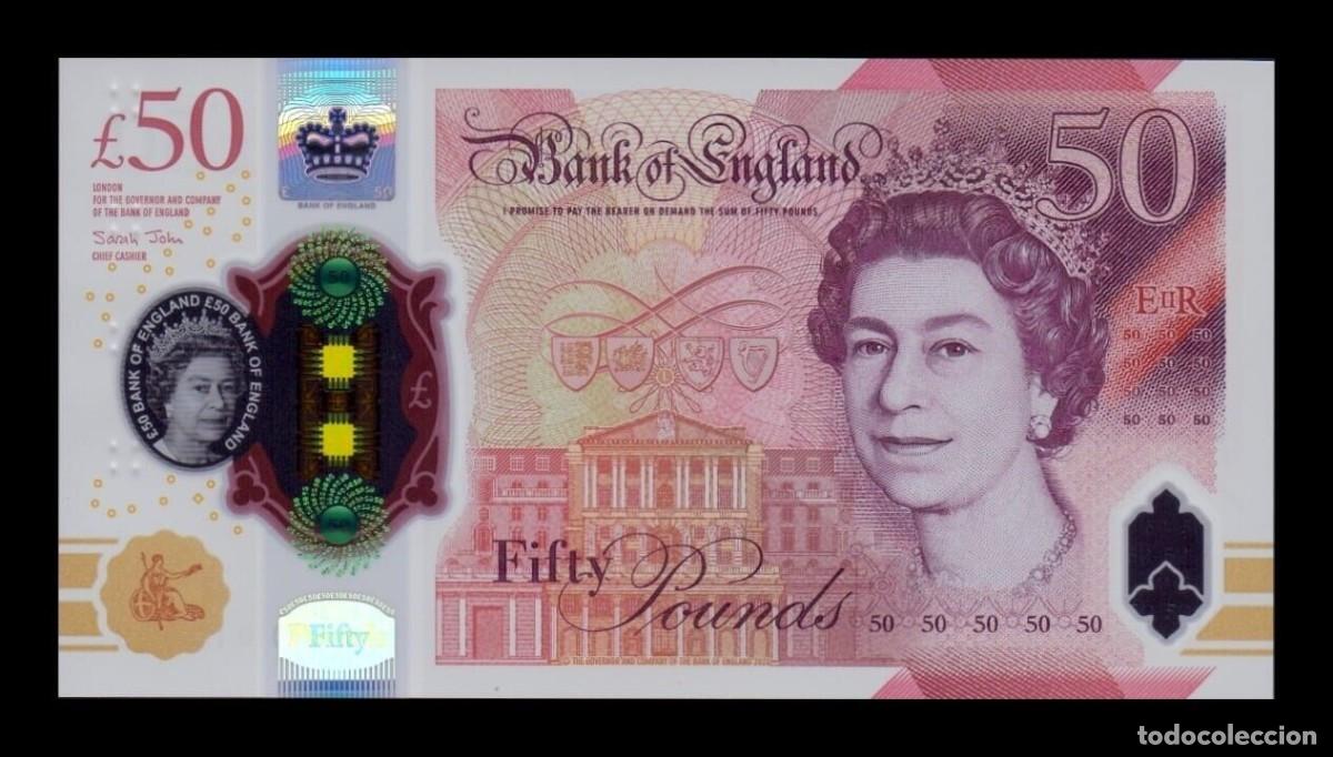 Billetes extranjeros: Gran Breta&ntilde;a 50 Libras Elizabeth II 2020 Pick 397 Pol&iacute;mero Sc Unc