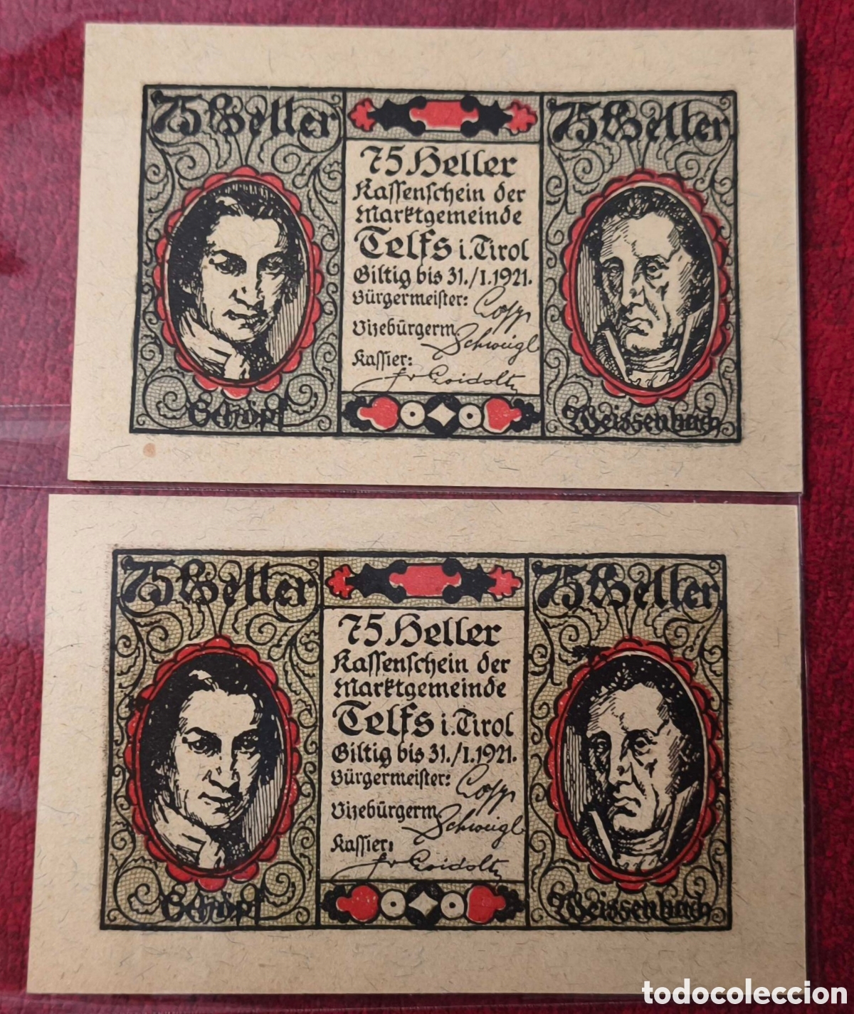 Billetes extranjeros: Austria. 1921. Notgeld. 75 heller - Foto 2