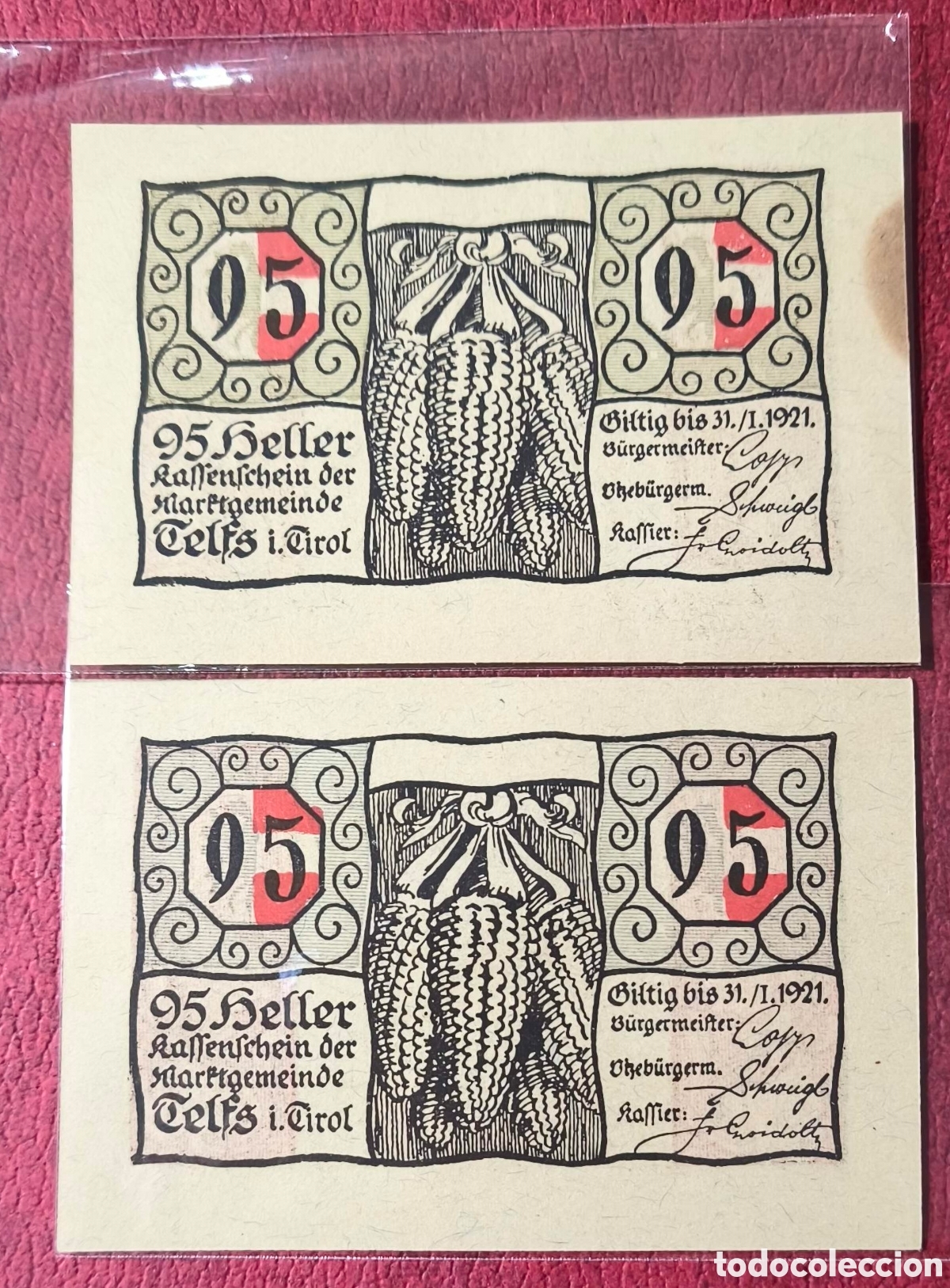 Billetes extranjeros: Austria. 1921. Notgelds. 95 heller - Foto 2