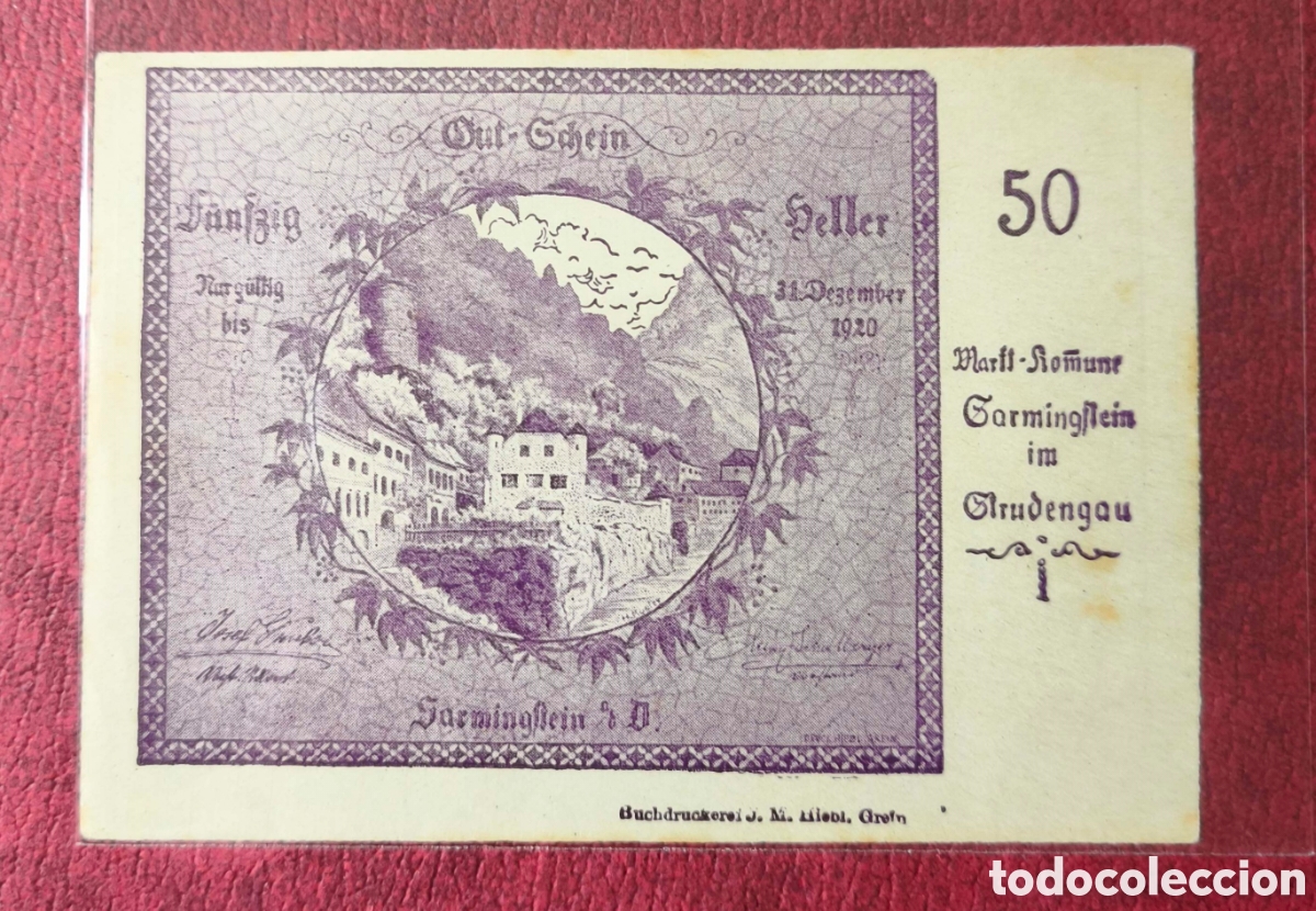 Billetes extranjeros: Austria. 1920. Notgeld. 50 heller