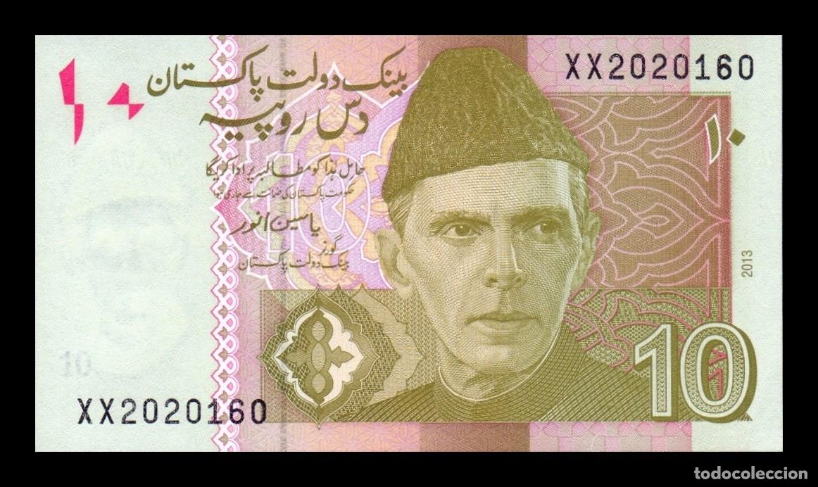 Billetes extranjeros: Pakist&aacute;n 10 Rupias Mohammed Ali Jinnah 2013 Pick 45Hr Reposici&oacute;n Sc Unc