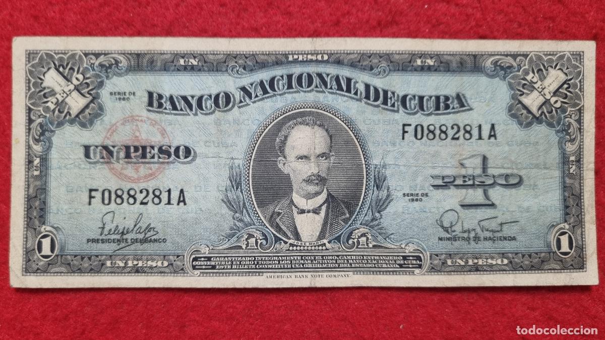 Billetes extranjeros: Q5 BILLETE CUBA 1 PESO JOSE MARTI 1960 MBC ORIGINAL T281