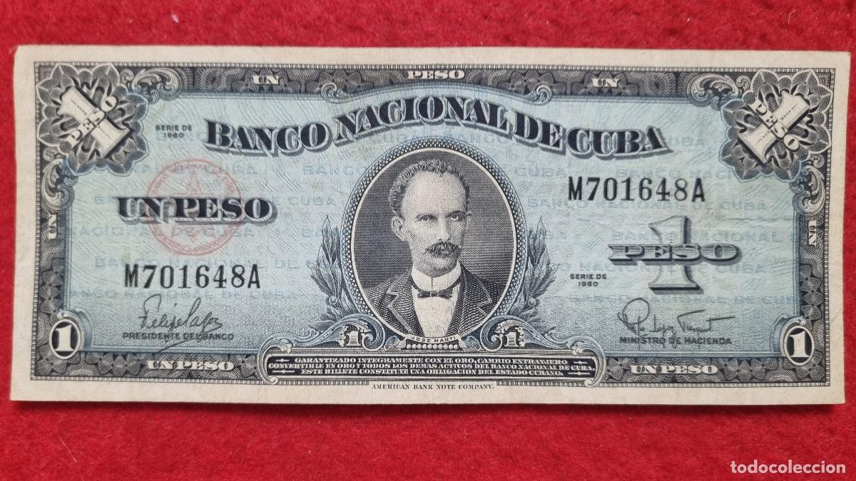 Billetes extranjeros: Q5 BILLETE CUBA 1 PESO JOSE MARTI 1960 MBC ORIGINAL T648