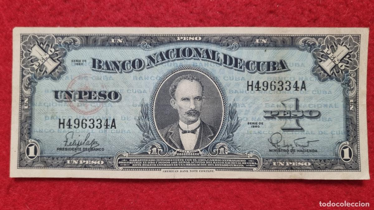 Billetes extranjeros: Q5 BILLETE CUBA 1 PESO JOSE MARTI 1960 MBC ORIGINAL T334