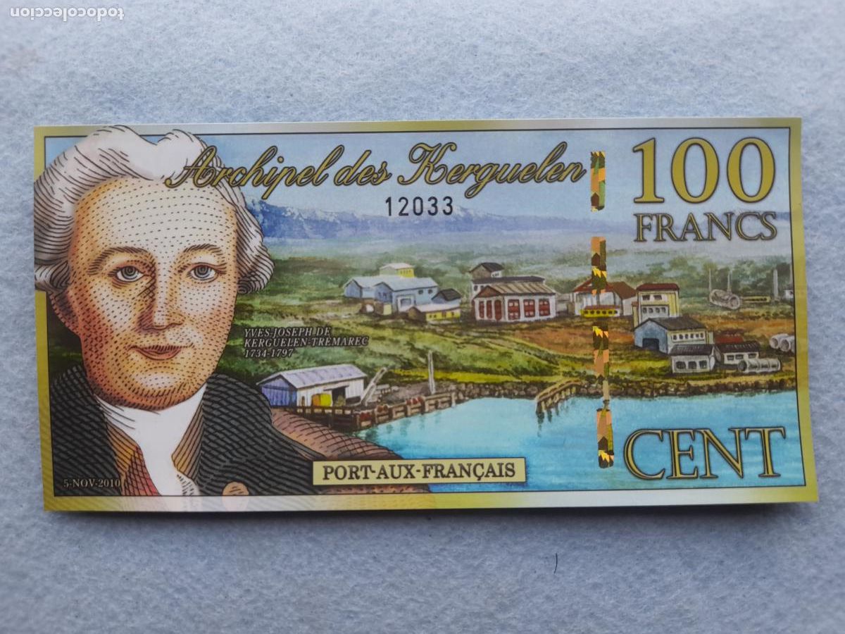 Billets internationaux: Archipi&eacute;lago de Kerguelen. 100 Francos. 5 de Noviembre de 2010. Sin Circular.