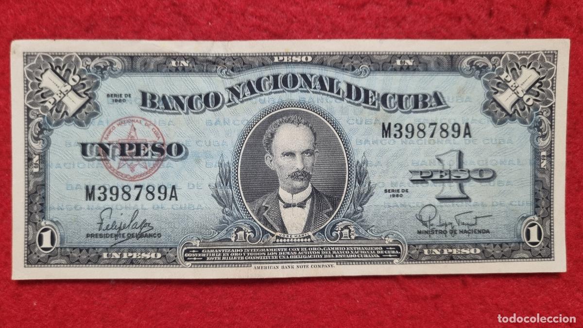 Billetes extranjeros: Q5 BILLETE CUBA 1 PESO JOSE MARTI 1960 MBC ORIGINAL T789