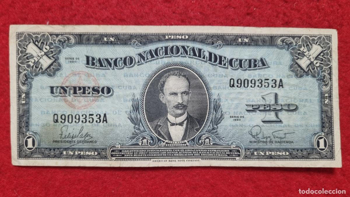 Billetes extranjeros: Q5 BILLETE CUBA 1 PESO JOSE MARTI 1960 MBC ORIGINAL T353