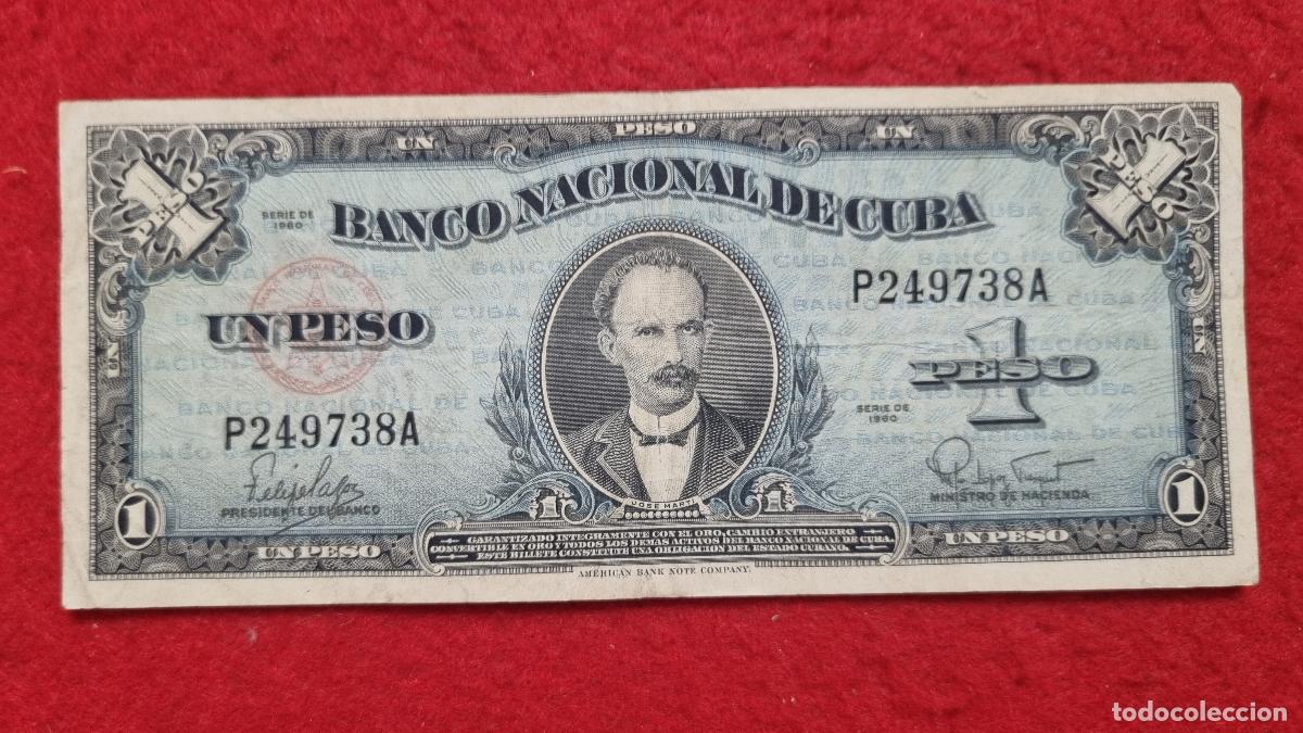 Billetes extranjeros: Q5 BILLETE CUBA 1 PESO JOSE MARTI 1960 MBC ORIGINAL T738