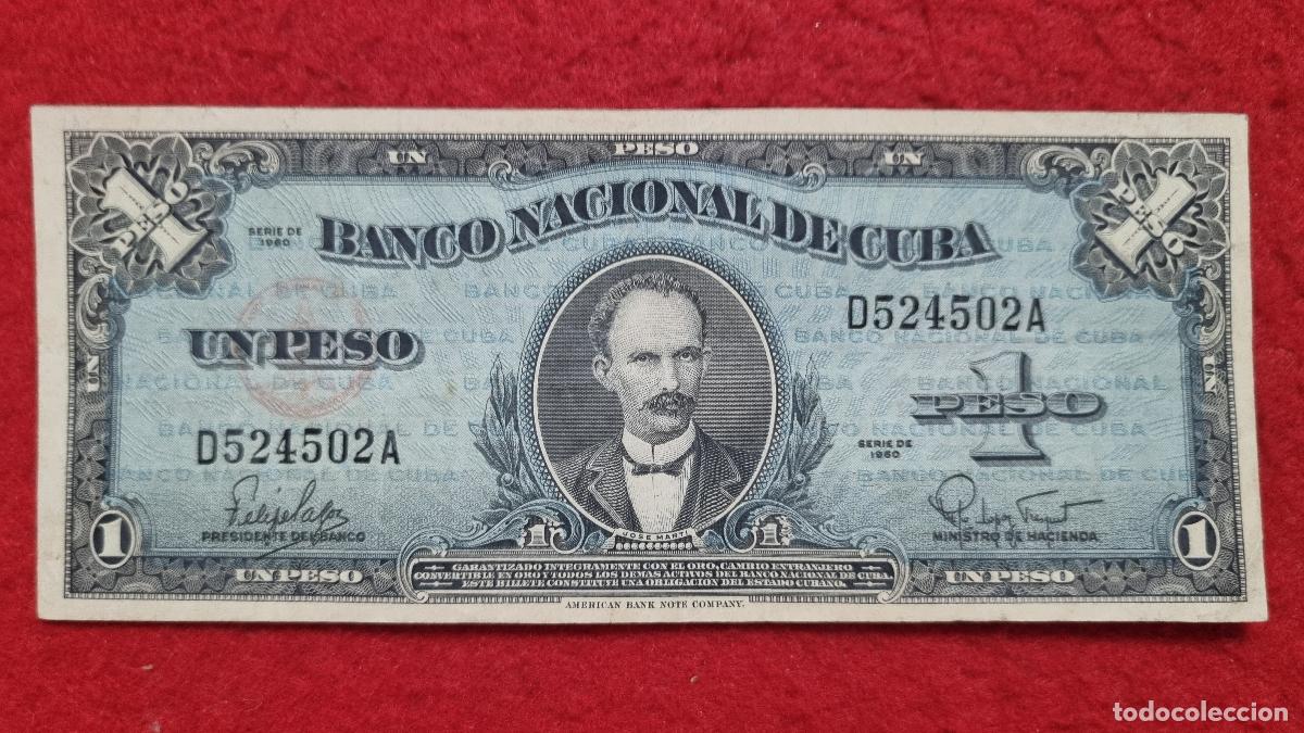 Billetes extranjeros: Q5 BILLETE CUBA 1 PESO JOSE MARTI 1960 MBC ORIGINAL T502