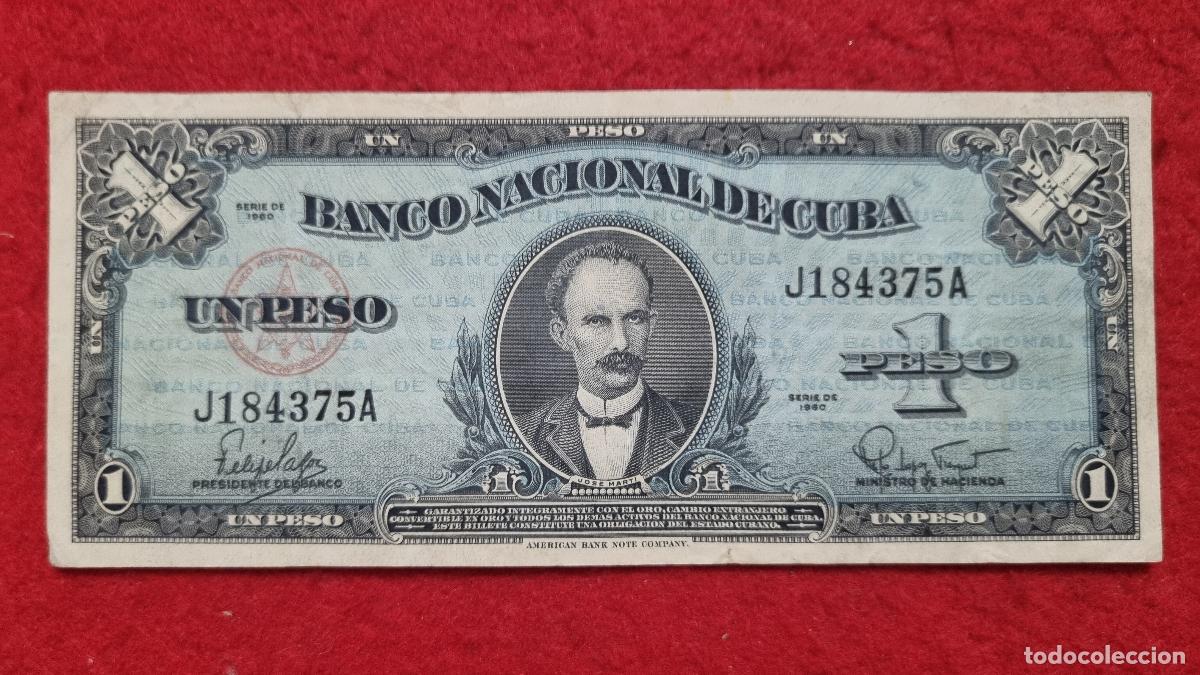 Billetes extranjeros: Q5 BILLETE CUBA 1 PESO JOSE MARTI 1960 MBC ORIGINAL T375
