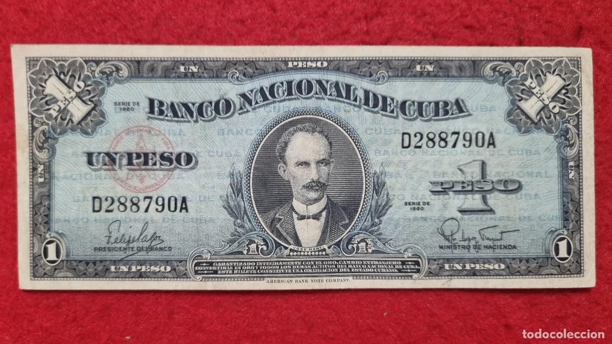 Billetes extranjeros: Q5 BILLETE CUBA 1 PESO JOSE MARTI 1960 MBC ORIGINAL T790
