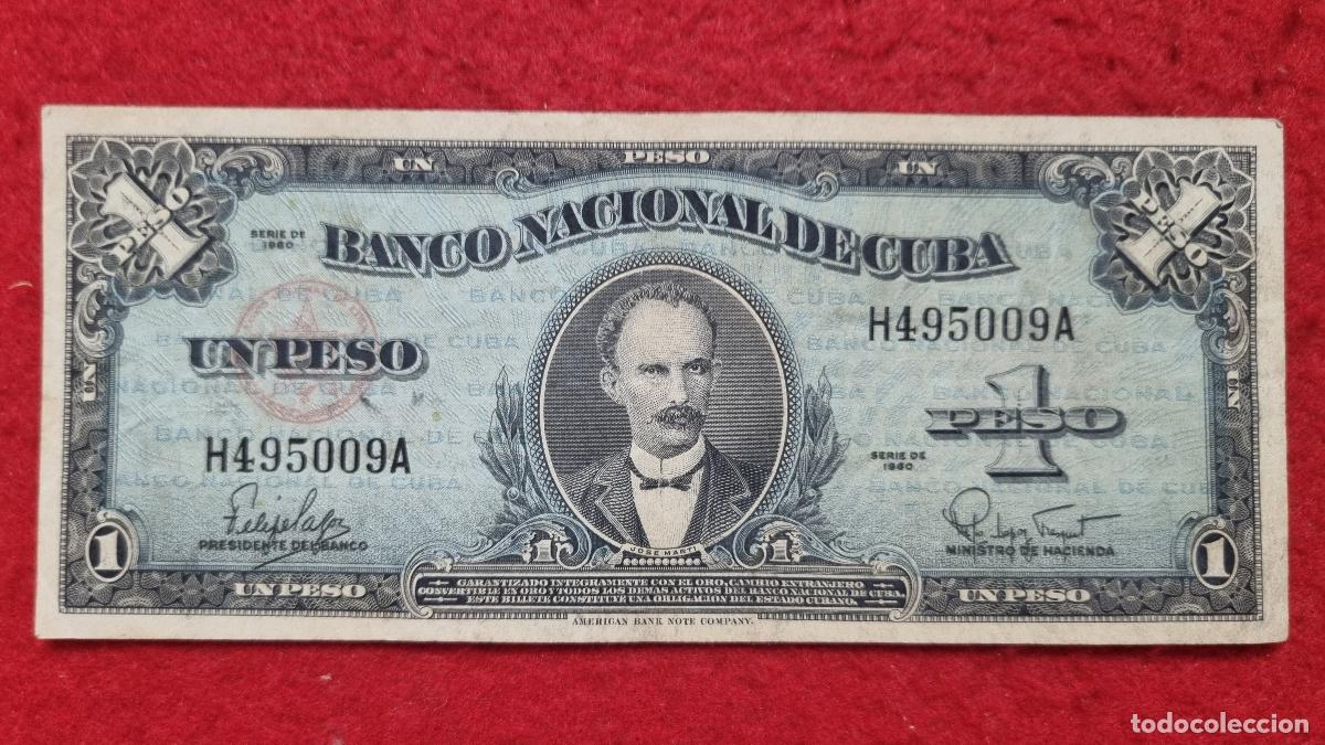 Billetes extranjeros: Q5 BILLETE CUBA 1 PESO JOSE MARTI 1960 MBC ORIGINAL T009