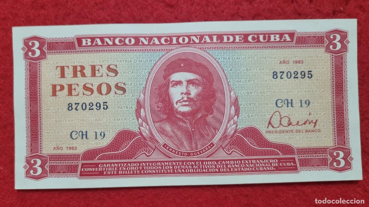 Billetes extranjeros: Q5 BILLETE CUBA 3 PESOS CHE GUEVARA 1986 EBC ORIGINAL T295