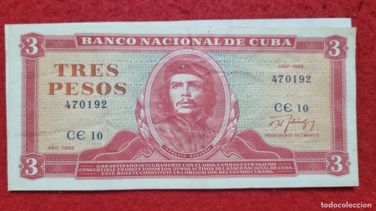 Billetes extranjeros: Q5 BILLETE CUBA 3 PESOS CHE GUEVARA 1986 MBC ORIGINAL T192