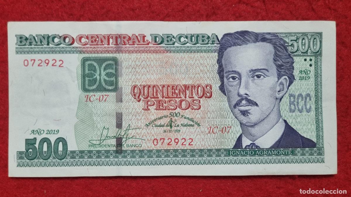 Billetes extranjeros: Q1 BILLETE CUBA 500 PESOS 2019 CONMEMORATIVO 500 A&Ntilde;OS HABANA MBC+ ORIGINAL T922