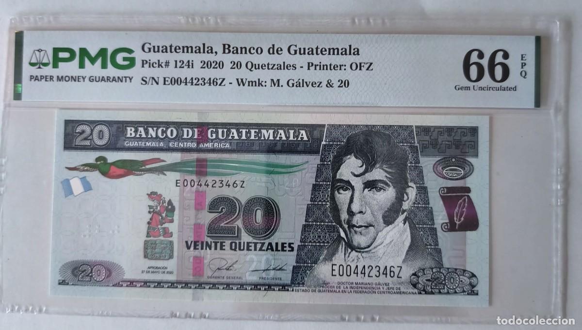 Billetes extranjeros: Billete Guatemala 20 Quetzales 2020 Pick 124i PMG 66 Gem Uncirculated S/N: E00442346Z