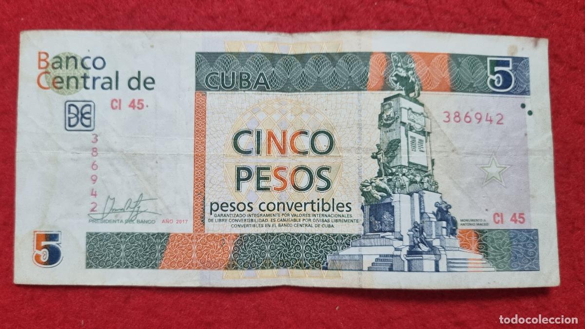 Billetes extranjeros: Q1 BILLETE CUBA 5 PESOS CONVERTIBLES CUC 2017 MBC ORIGINAL T942