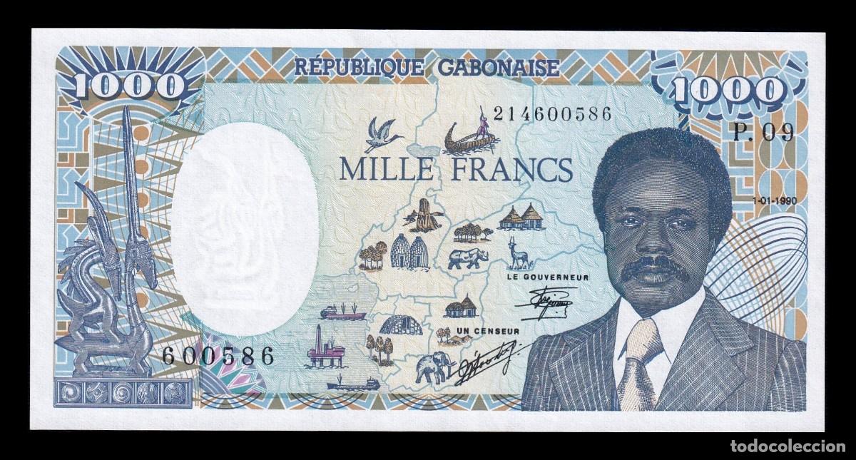 Billetes extranjeros: Gab&oacute;n 1000 Francos Hadi Omar Bongo Ondimba 1990 Pick 10a Sc Unc