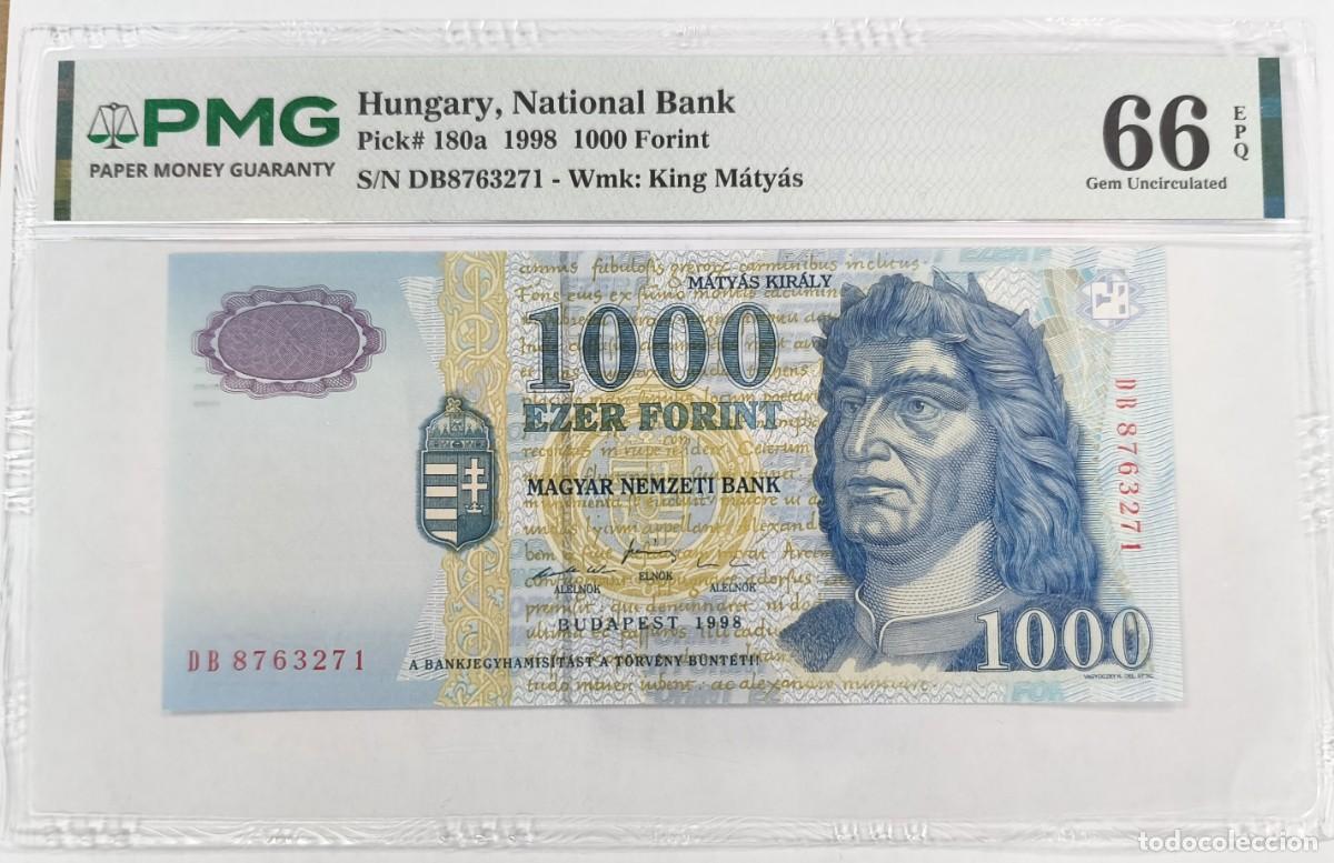 Billetes extranjeros: Billete Hungr&iacute;a 1000 Forint 1998 Pick # 180a PMG 66 Gem Uncirculated