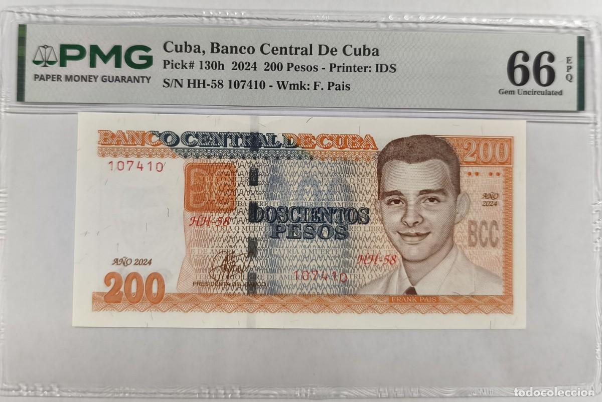 Billetes extranjeros: Billete Cuba 200 Pesos 2024 Pick 130h PMG 66 Gem Uncirculated