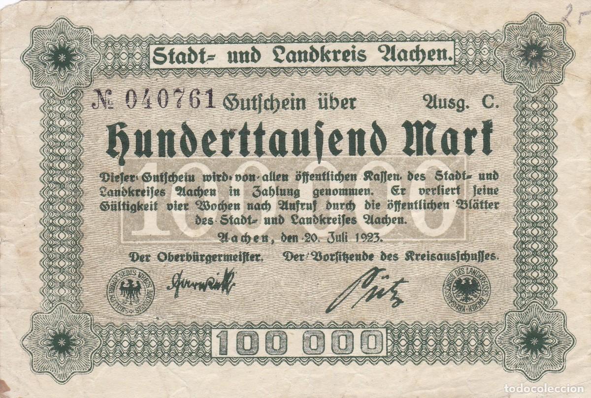 Banconote internazionali: ALEMANIA - 100000 MARCOS DE 1923