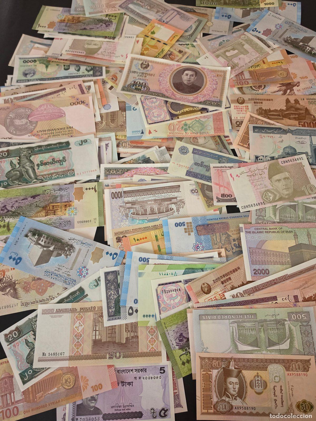 Billetes extranjeros: 200 billetes del mundo nuevos sin circular.