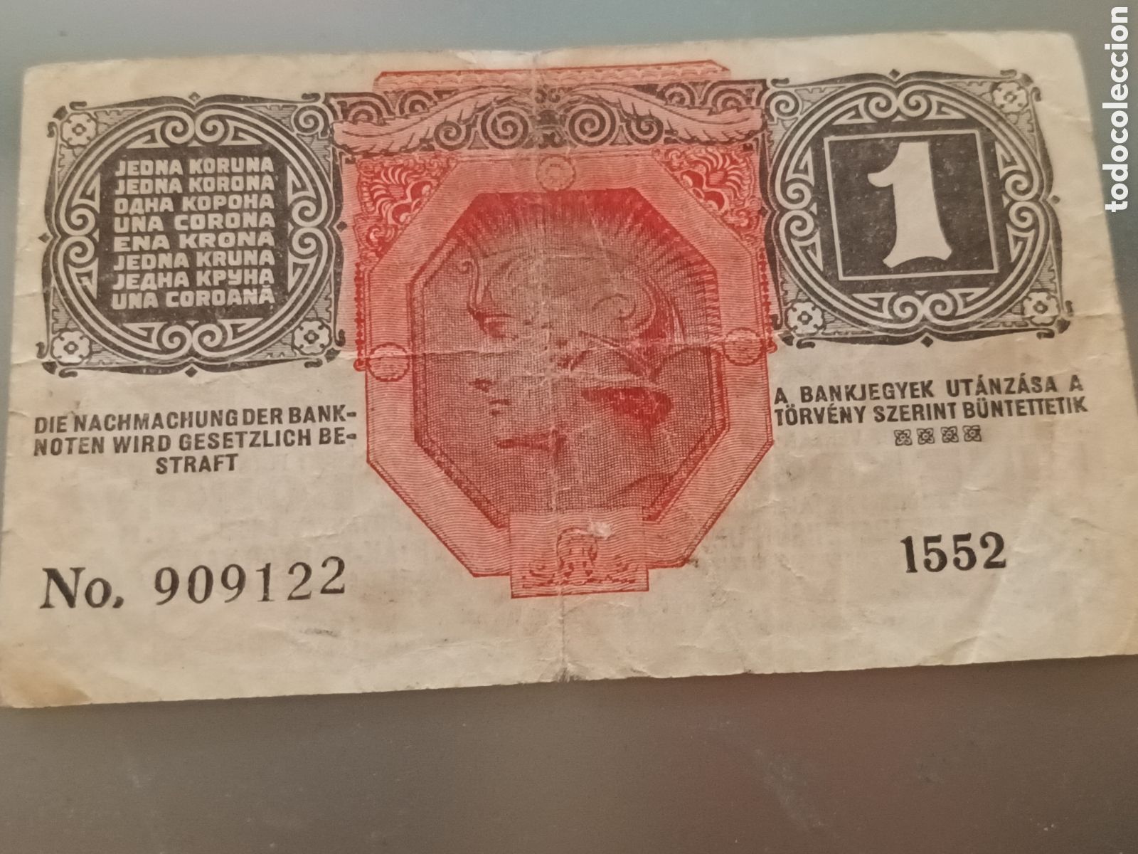 Billetes extranjeros: BILLETE DE UNA CORONA DEL BANCO AUSTRO- HUNGARO 1 DE DICIEMBRE DE 1916