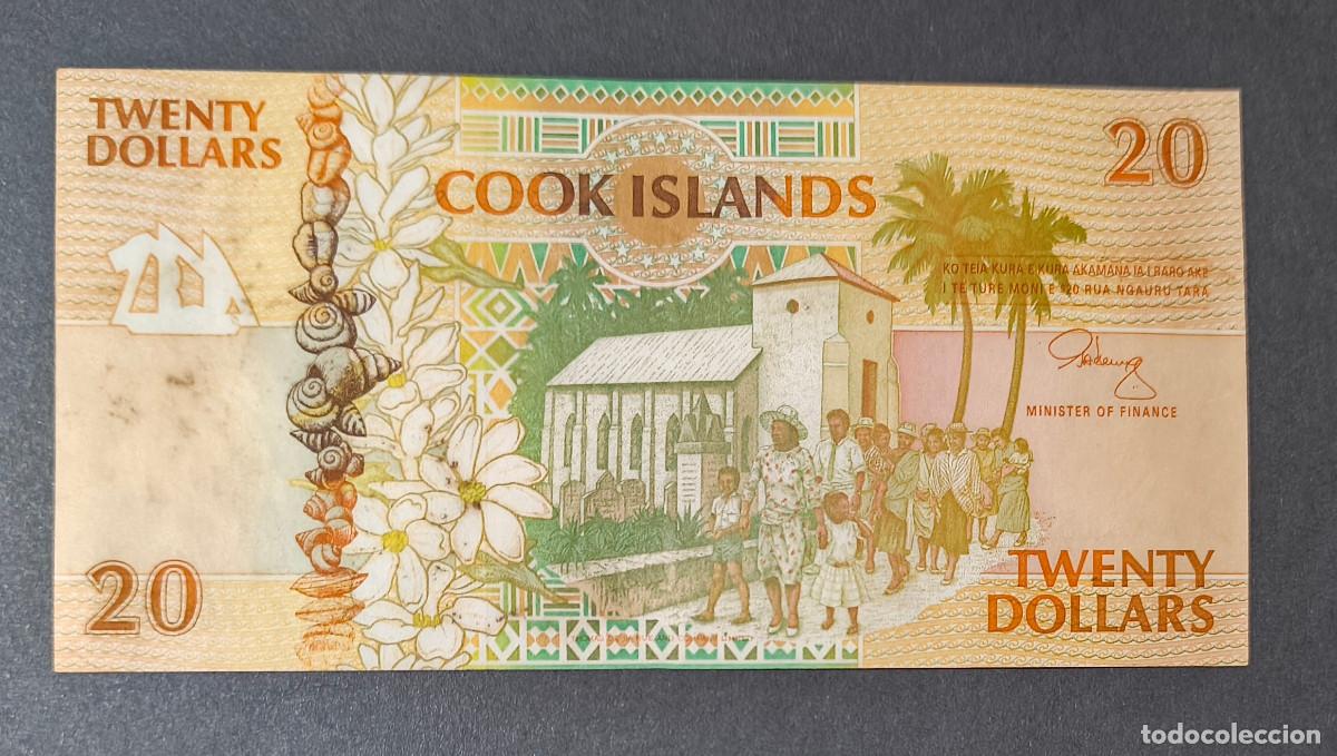 Billetes extranjeros: COOK Islas. 20 dolares (1992). Pick 9. SC-/SC. Fauna, flora... Prefijo AAA. Ver descripcion.