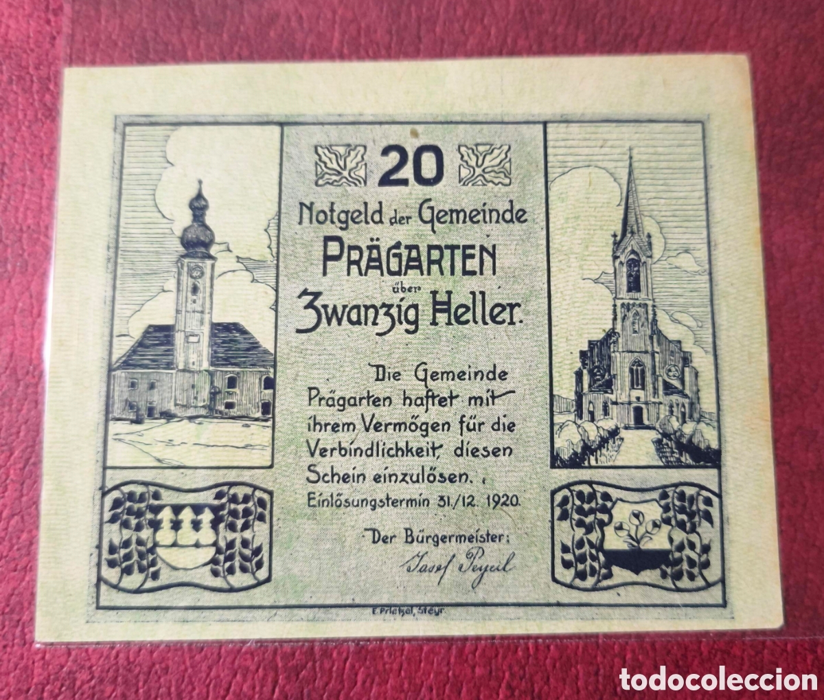 Billetes extranjeros: Austria. 1920. Notgeld. 20 heller