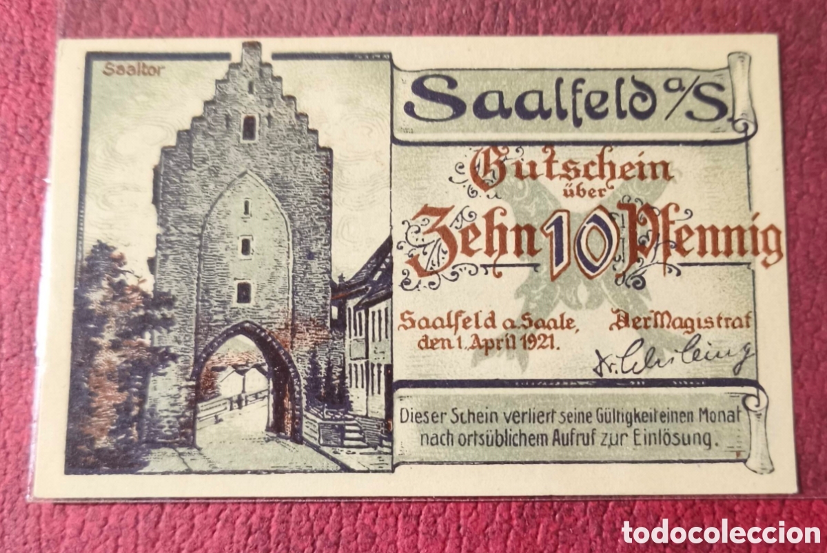 Billetes extranjeros: Alemania. 1921. Notgeld. 10 pfennig