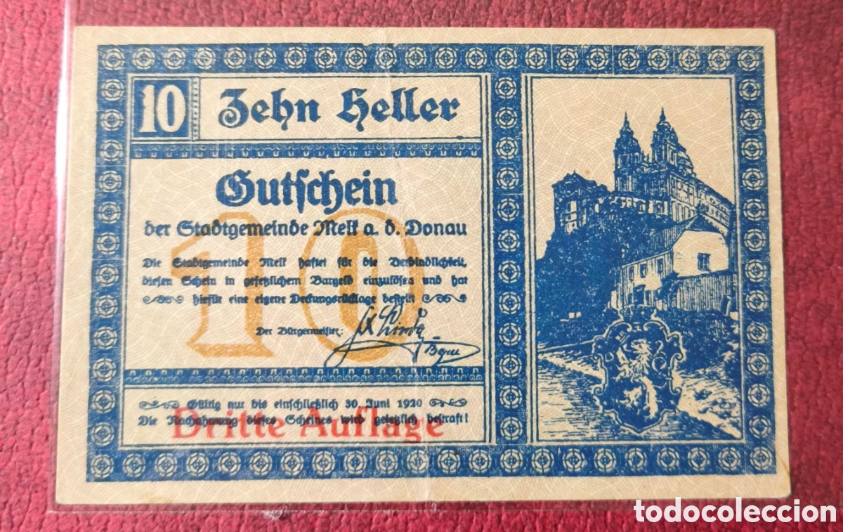 Billetes extranjeros: Austria. 1920. Notgeld. 10 heller - Foto 1