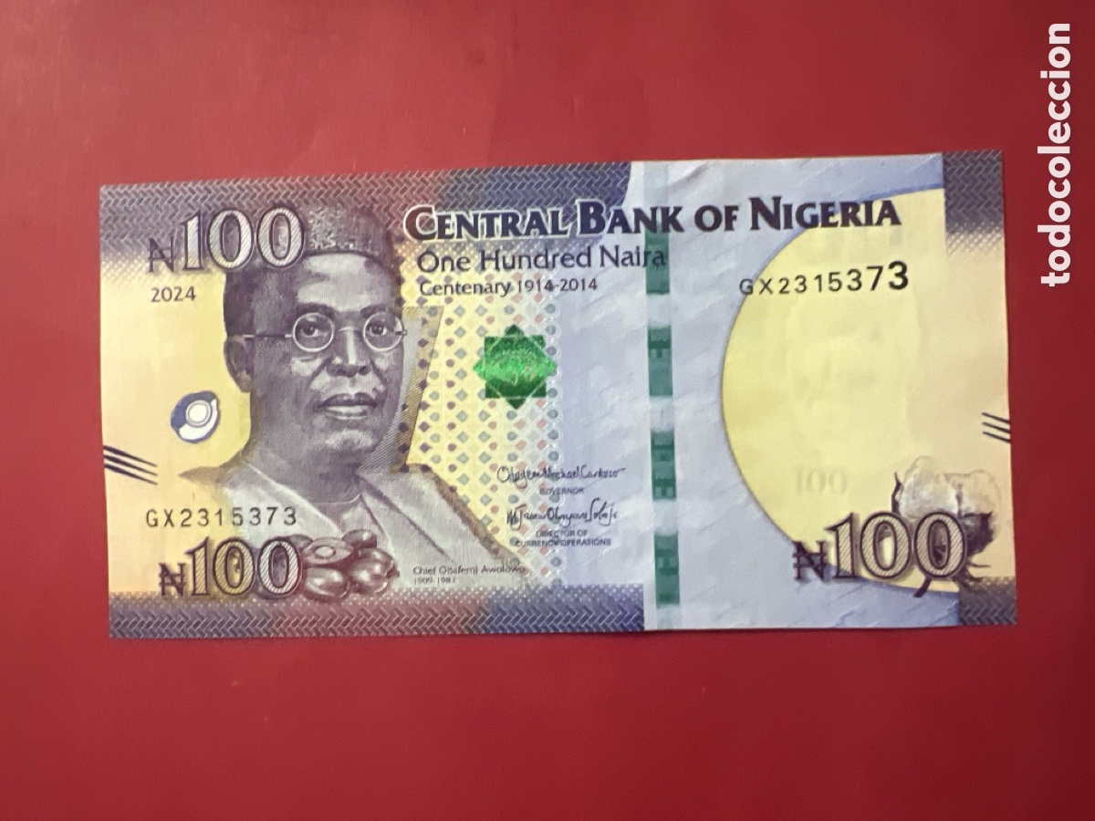 Billetes extranjeros: V92. Billete 100 NAIRA 2014 NIGERIA