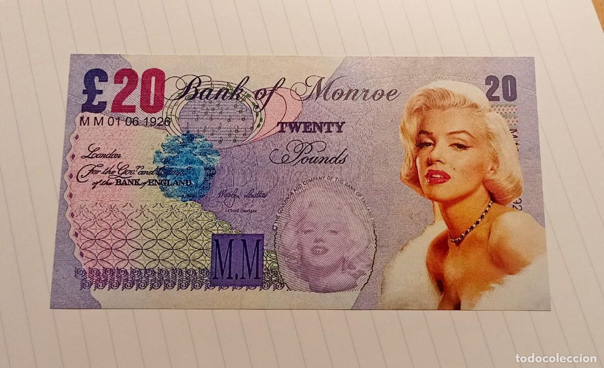 Billetes extranjeros: BILLETE ER&Oacute;TICO BANCO MARILIN MONROE 20 LIBRAS