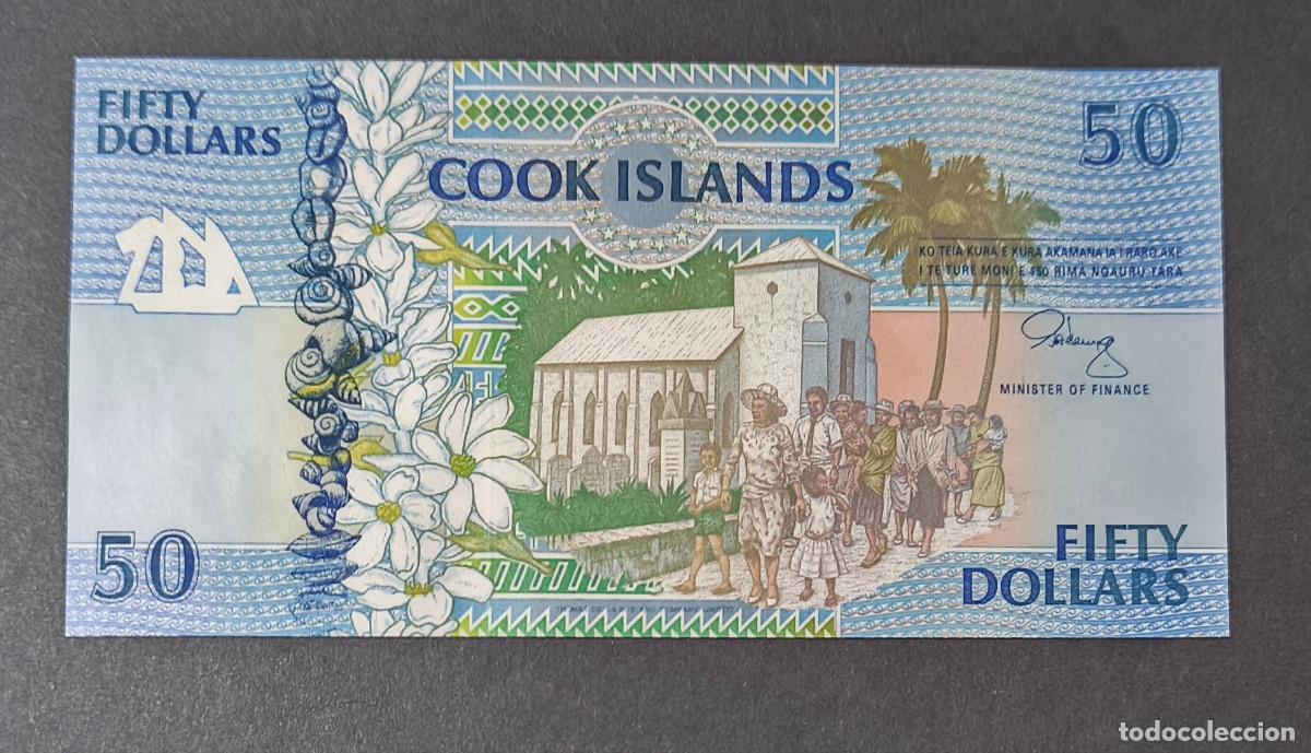 Billetes extranjeros: COOK Islas. 50 dolares (1992). Pick 10. S/C. Fauna, flora... Prefijo BBB.