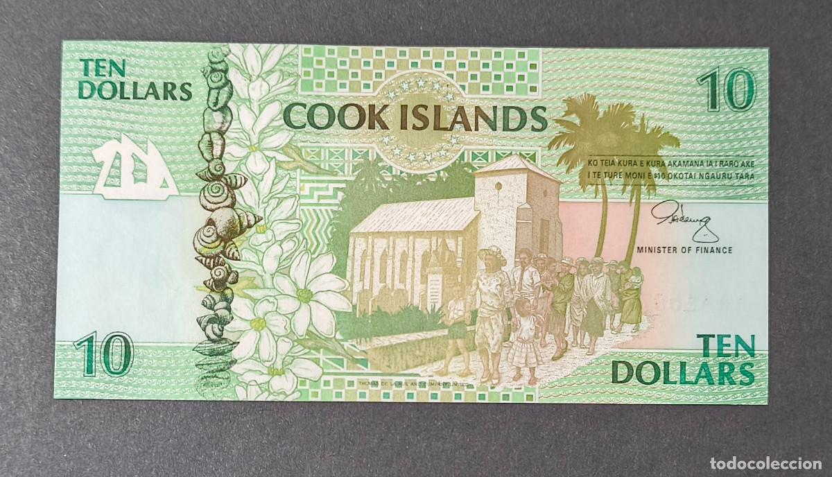 Billetes extranjeros: COOK Islas. 10 dolares (1992). Pick 8. S/C. Fauna, flora... Prefijo AAA.