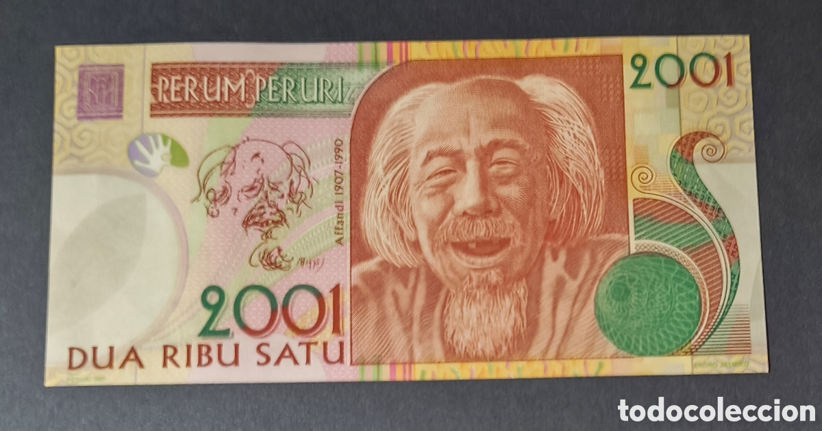 Billetes extranjeros: INDONESIA. Test note del 2001. Affandi - pintor.