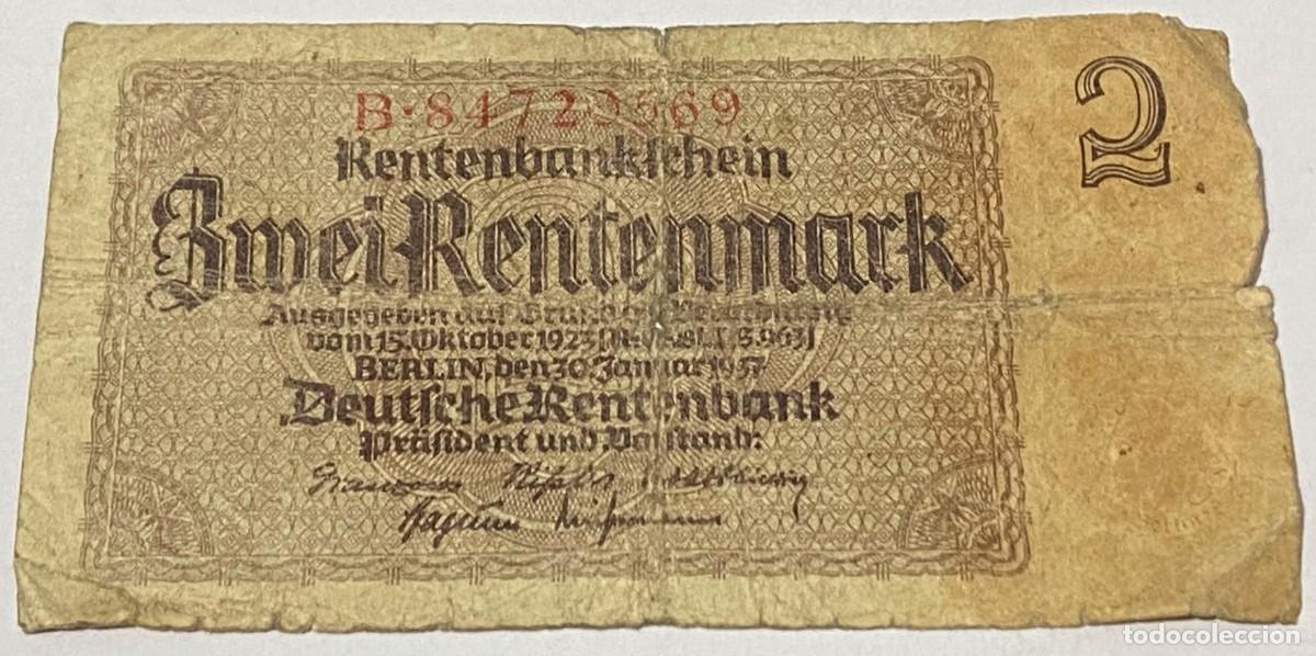Billetes extranjeros: Billete 1937. 2 Marcos. Tercer Reich. Berl&iacute;n, Alemania. Pre II Guerra Mundial. BC