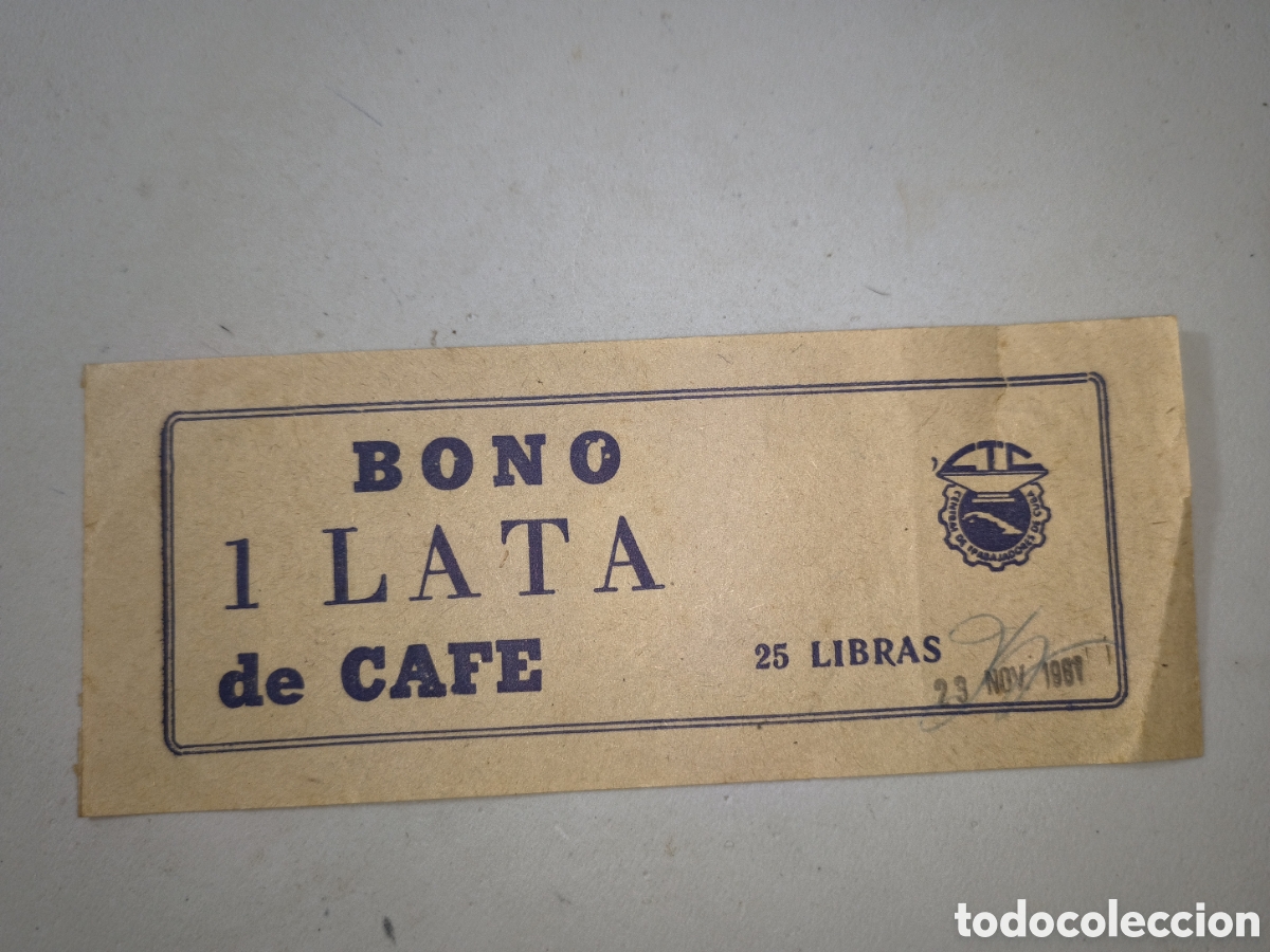 Billetes extranjeros: Cuba,bono por una lata de caf&eacute; de 25 libras ,a&ntilde;o 1981