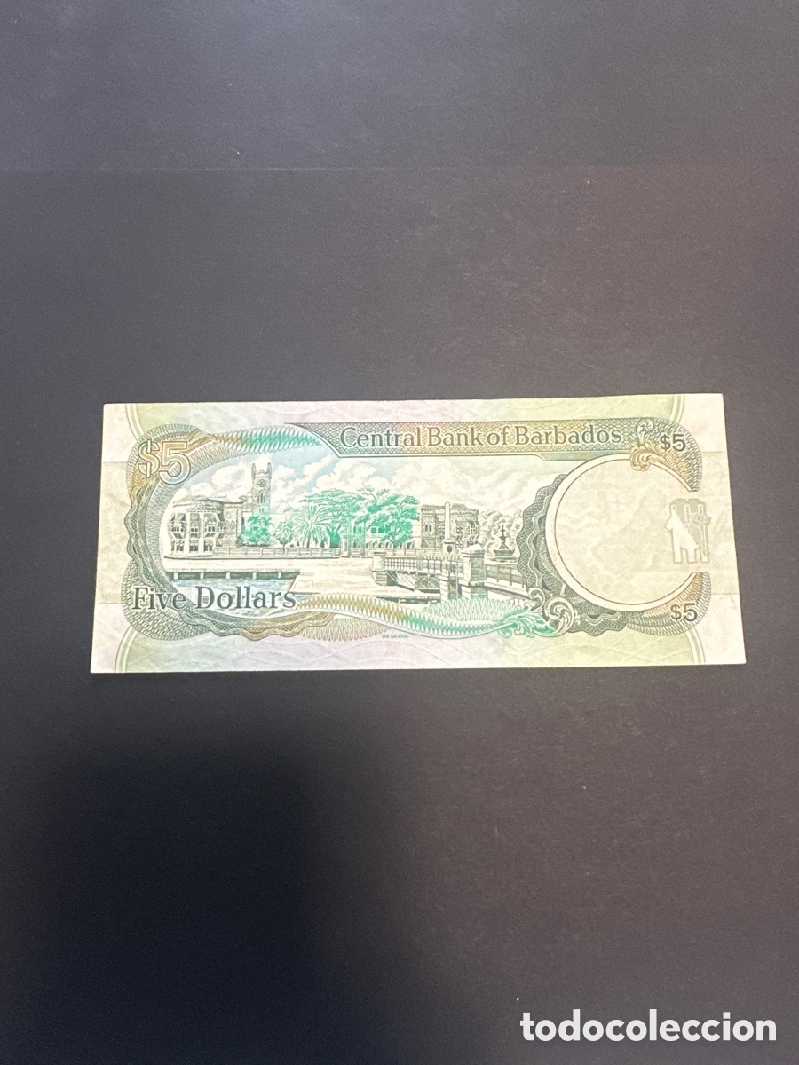 Billetes extranjeros: Billete de Barbados 5 dollars a&ntilde;o 2007 - Foto 2