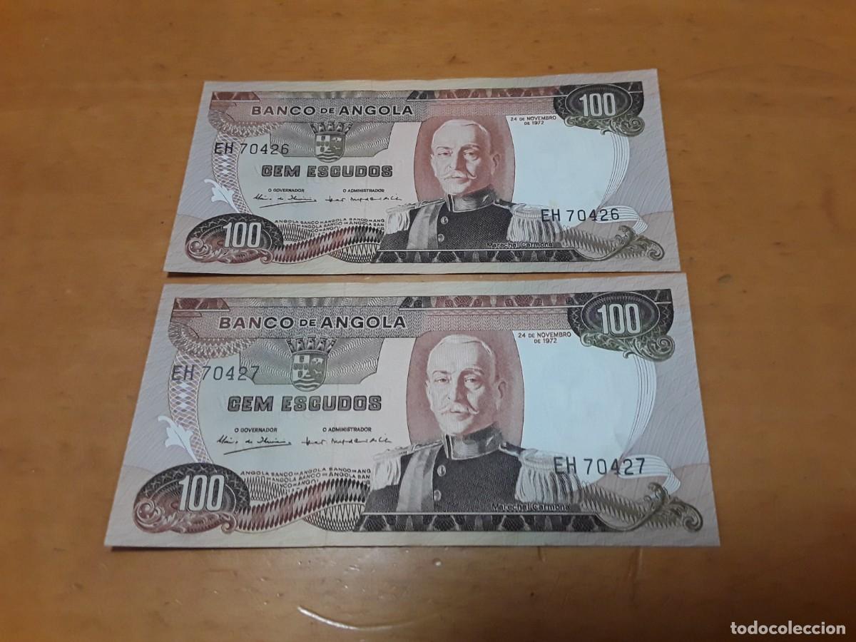 Billetes extranjeros: ANGOLA- PAREJA BILLETES CORRELATIVOS 100 ESCUDOS A&Ntilde;O 1972 SIN CIRCULAR.