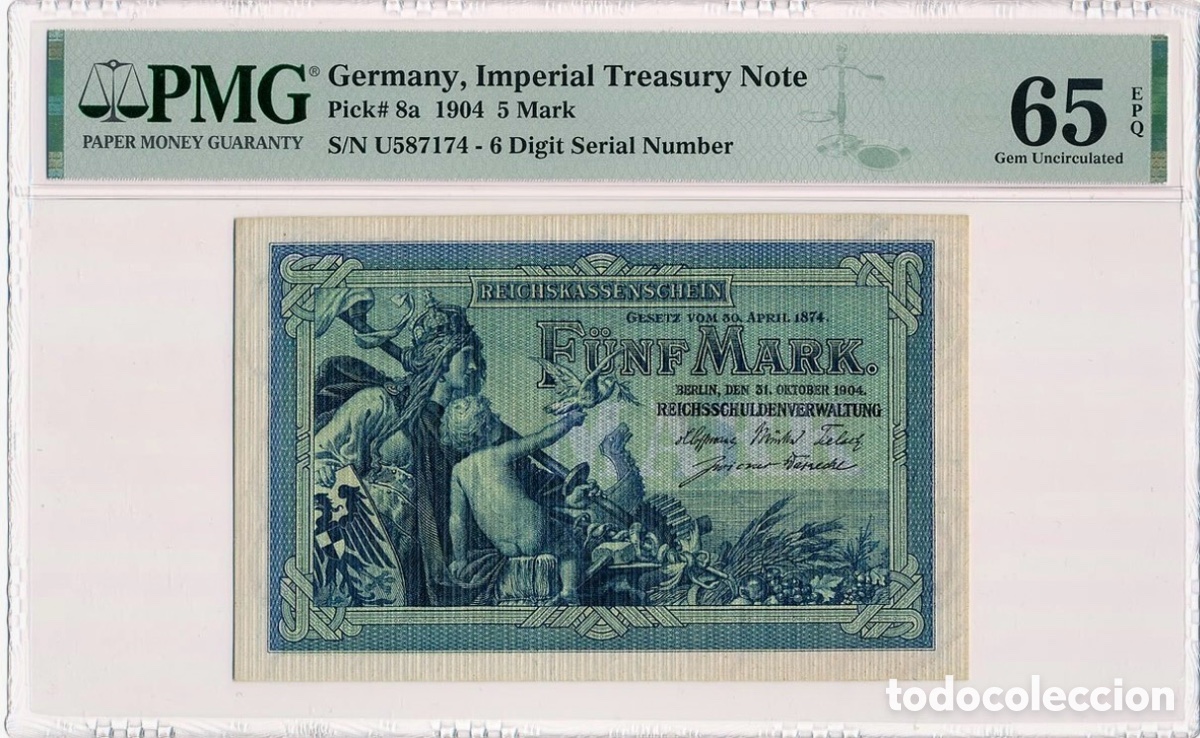 Billetes extranjeros: Billete Alemania 5 Mark 1904 PMG 65 p8a