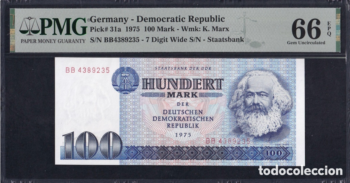 Billetes extranjeros: Billete Alemania Democr&aacute;tica 100 Mark 1975 PMG 66 p31a