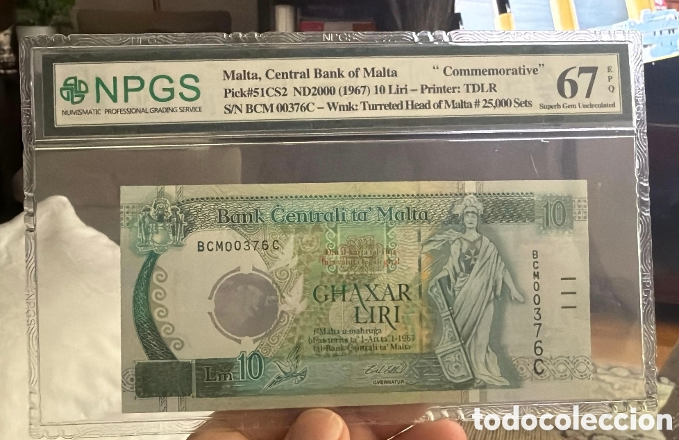 Billetes extranjeros: 10 liri / liras malta 2000 conmemorativo