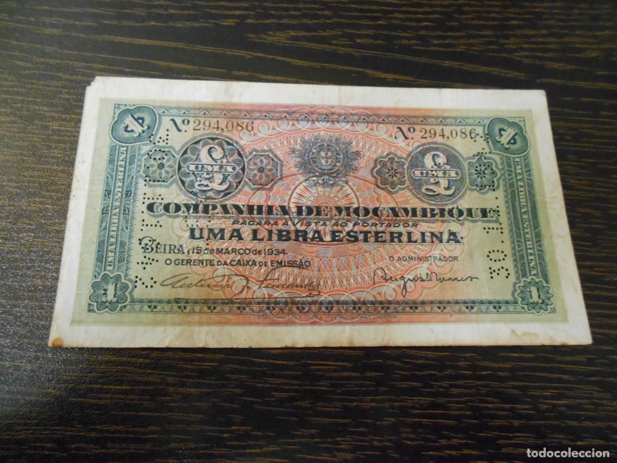 Billetes extranjeros: COMPA&Ntilde;&Iacute;A DE MOZAMBIQUE, BEIRA, PICK R31, BILLETE RAR&Iacute;SIMO, 1 LIBRA ESTERLINA 1934, RC