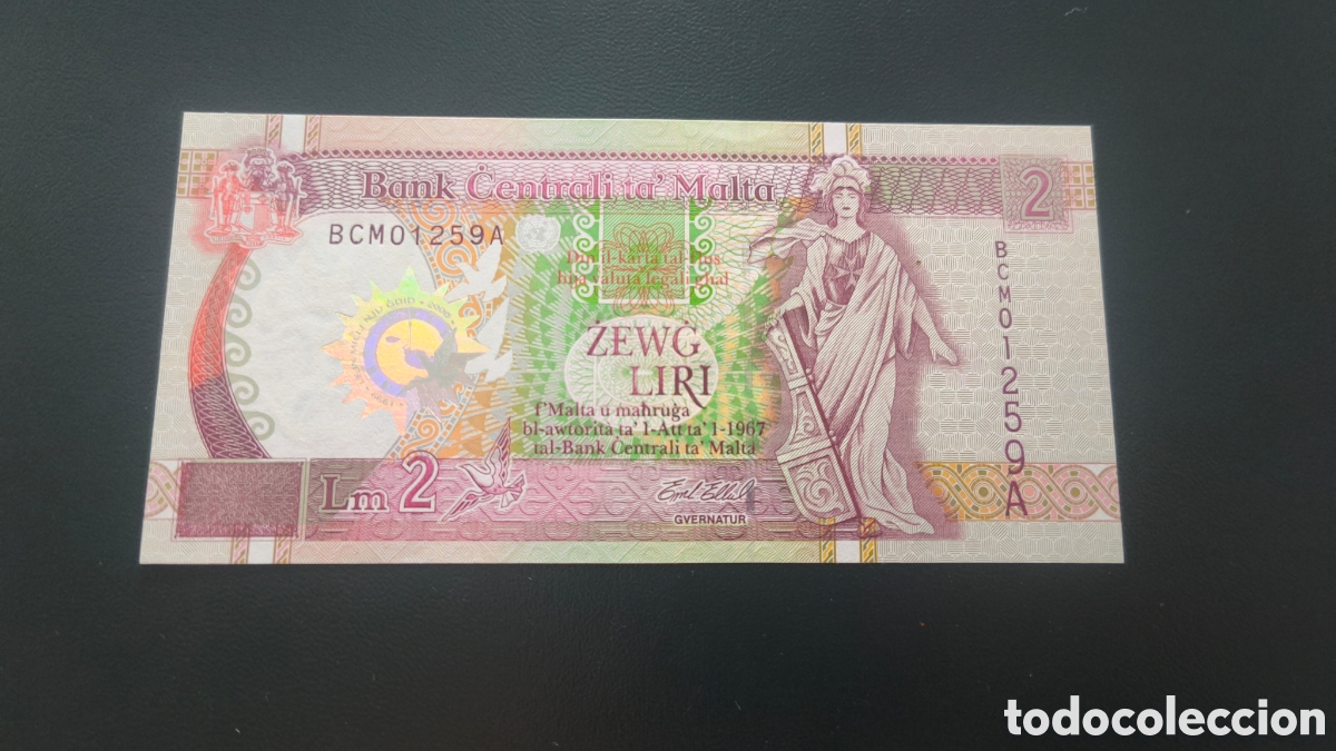 Billetes extranjeros: 2 liri malta 2000 conmemorativo